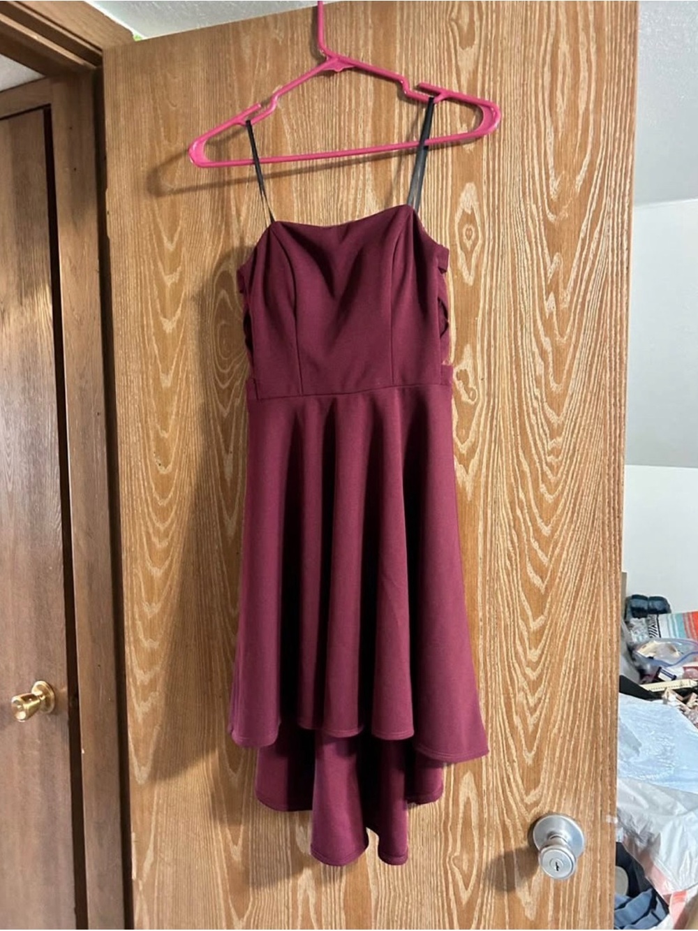 Burgundy High-Low Fit & Flare Dress